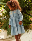 Robe en denim bleu à broderies fleuries FADENETTE / 23E2PF81ROBP272