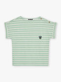 T-shirt vert à rayures écrues FUCLASSAGE / 23E3PGN2TMCG624