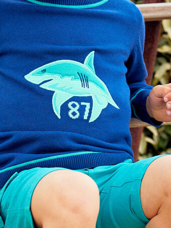 Pull bleu motif requin enfant garçon COMIDAGE / 22E3PGN1PULC231