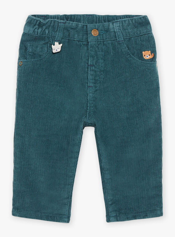 Pantalon en velours côtelé bleu canard DANOE / 22H1BGU2PAN714