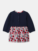 Robe bimatière bleu marine et imprimé pommes  Bébé Fille NAGISLAINE / 25H1BFM1ROB070