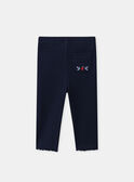 Ensemble sweat blanc imprimé pommes avec volants aux épaules et legging bleu marine Bébé Fille NAGERALDINE / 25H1BFM1ENS001
