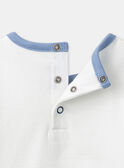 Body t-shirt écru et bleu clair à motifs tramway et animaux LADULIO / 24H1BGJ1BOD001