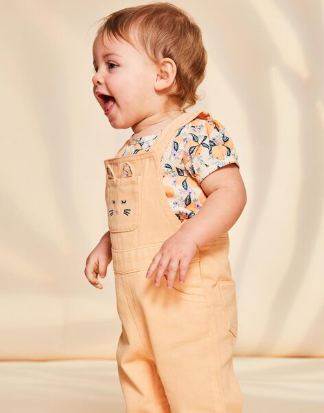 Salopette orange clémentine en twill à découpe oreilles de chat FAPRIA / 23E1BFO1SALE409