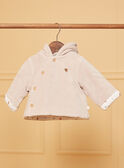 Veste de naissance à capuche beige en velours LOAC / 24H0CM11VES007