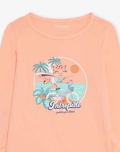 Pyjama deux pièces orange pâle en coton avec cape tête de panthère FLOPOETTE 1 / 23E5PF43PYTE402