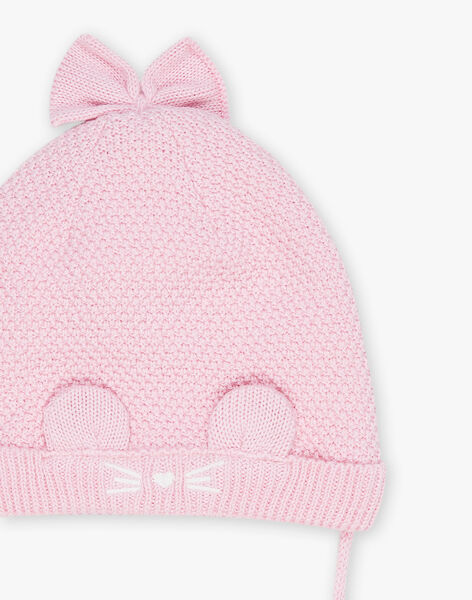 Bonnet rose en tricot avec oreilles 3D FIMADDY / 23E4BF52BON030