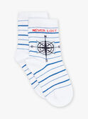 Chaussettes écrue à rayures bleues et Jacquard boussole FOSOLAGE / 23E4PGC1SOQ000