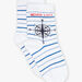 Chaussettes écrue à rayures bleues et Jacquard boussole