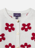Cardigan blanc à motif fleur rouge Bébé Fille NACAPUCINE / 25H1BFK1CAR001