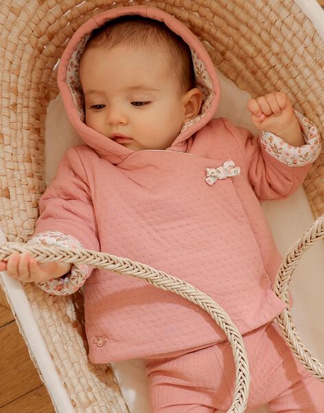 Veste à capuche en tubique rose clair FOUSIA / 23E0CF61VESD332