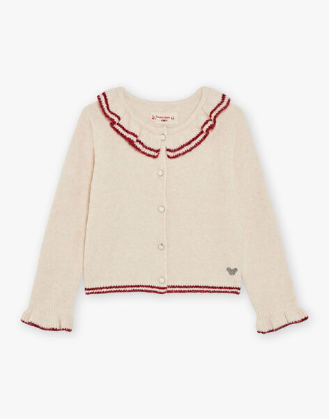 Cardigan beige et rouge à volants DRICARETTE / 22H2PFX1CAR808
