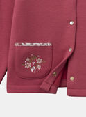 Cardigan rose framboise avec poches fleuries Fille  NIFLECETTE / 25H2PFL1CAR308