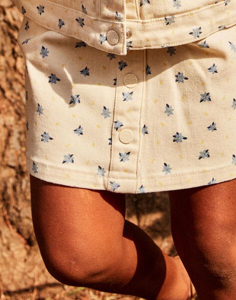 Jupe en jean vanille à fleurs FAJUPETTE / 23E2PF81JUP632