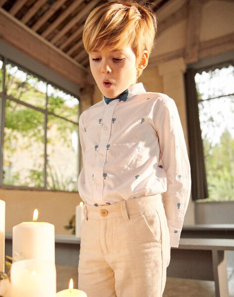Chemise blanche retroussable avec broderies FREBRAGE / 23E3PGI3CHM000