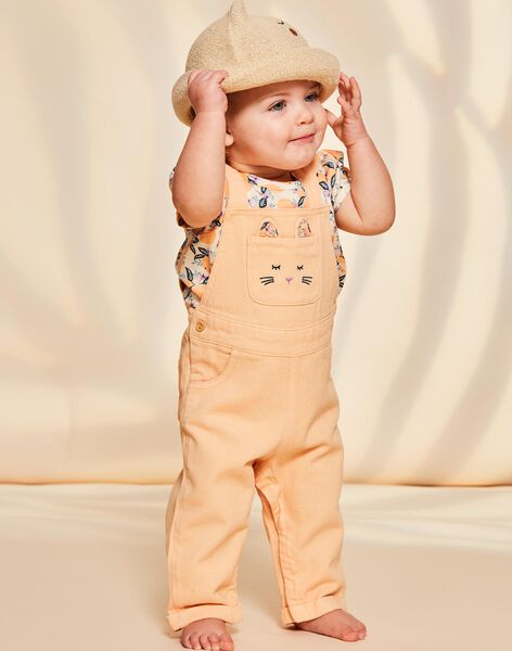 Salopette orange clémentine en twill à découpe oreilles de chat FAPRIA / 23E1BFO1SALE409