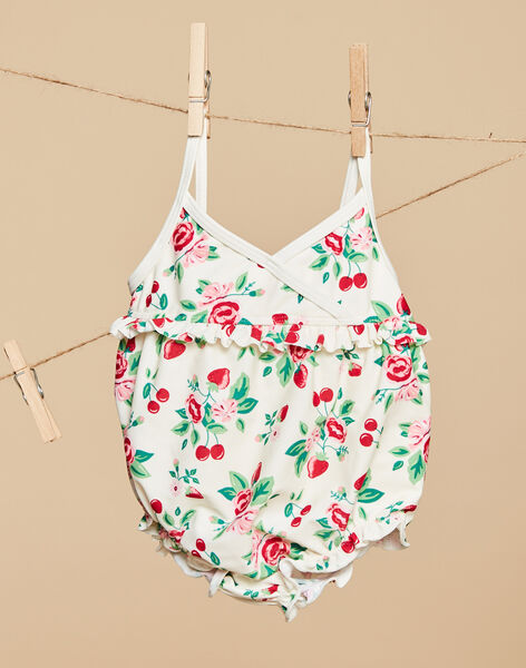 Maillot de bain écru à imprimé fleur et fruit FIROMY / 23E4BFL1MAI001