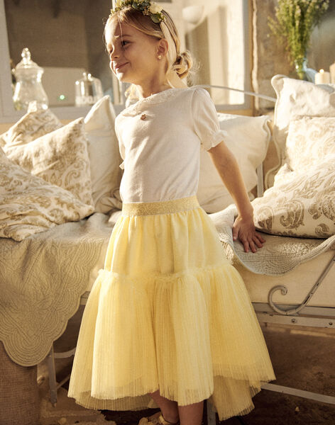 Jupe jaune asymétrique en tulle paillettée FYMETTE / 23E2PFG1JUPB104