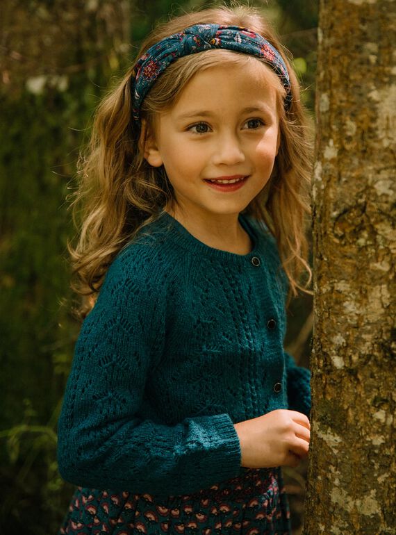 Cardigan ajouré bleu canard DYZETTE / 22H2PFU1CAR714