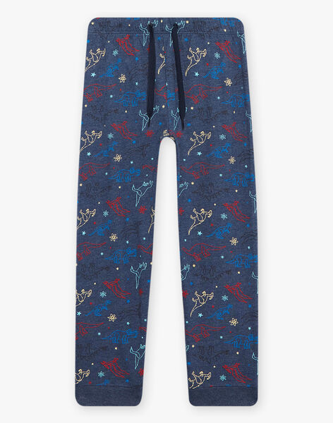 Pyjama jersey bleu marine chiné à imprimé dinosaures DECOSMAGE / 22H5PG25PYJ222