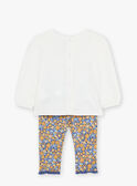 Chemisier écru avec legging et bandeau bleu marine à fleurs 23E1BF81ENS001