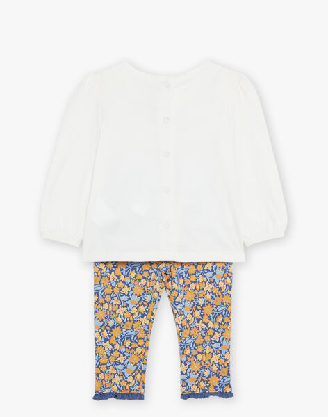 Chemisier écru avec legging et bandeau bleu marine à fleurs 23E1BF81ENS001