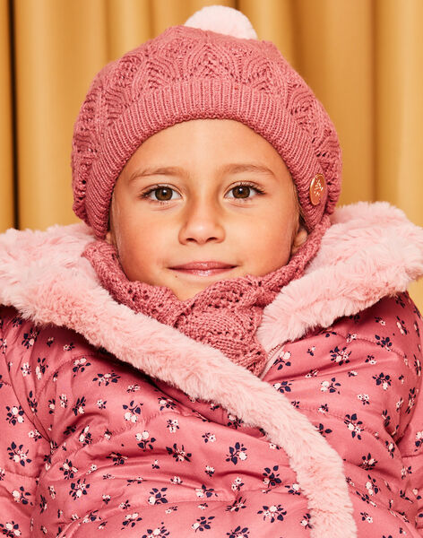 Bonnet vieux rose en tricot ajouré DRAJORETTE / 22H4PFM1BOND312