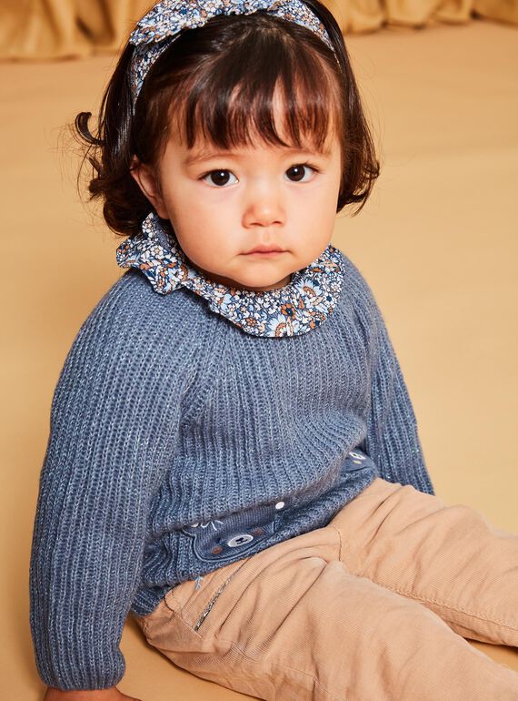 Pull bleu gris en tricot DAROMY / 22H1BFY1PULC206
