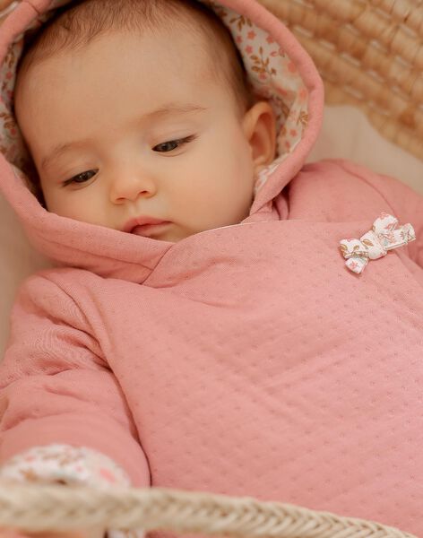 Veste à capuche en tubique rose clair FOUSIA / 23E0CF61VESD332
