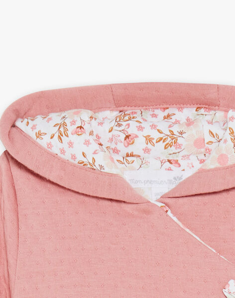 Veste à capuche en tubique rose clair FOUSIA / 23E0CF61VESD332