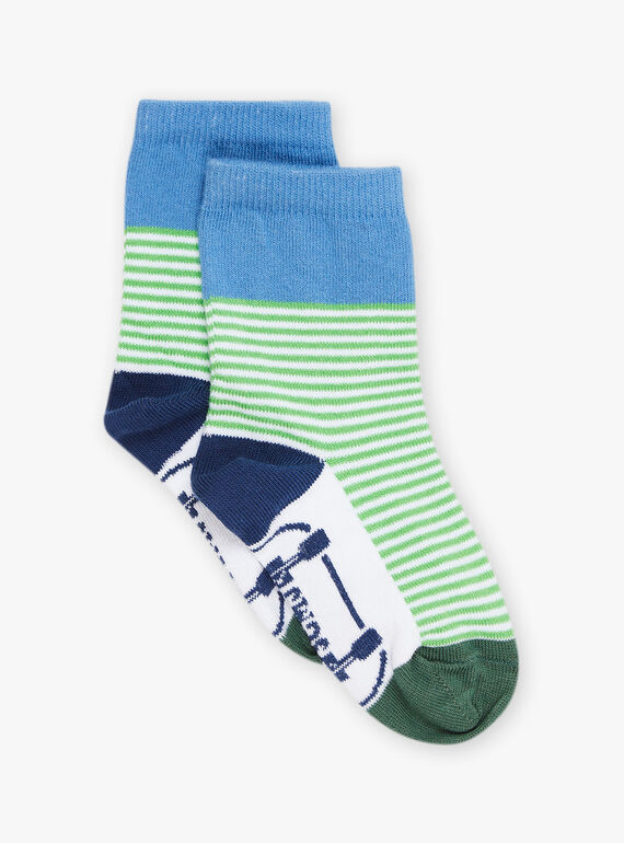 Chaussettes bleues colorblock à rayures FUSKATAGE / 23E4PGN1SOQC233