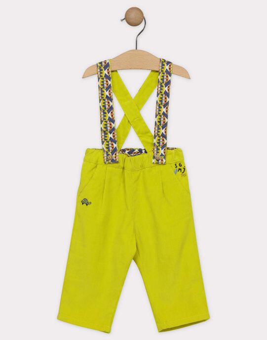 Pantalon à bretelles bébé garçon vert anis, doublé en ...