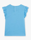 T-shirt bleu lavande motifs girafes fantaisie et volants enfant fille CYAGIRETTE / 22E2PFK1TMCC208