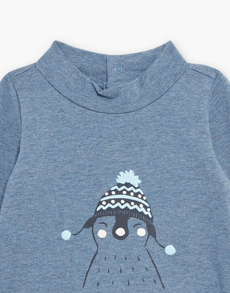 T-shirt à motif pingouin bleu gris DASEDOU / 22H1BGY1TML205