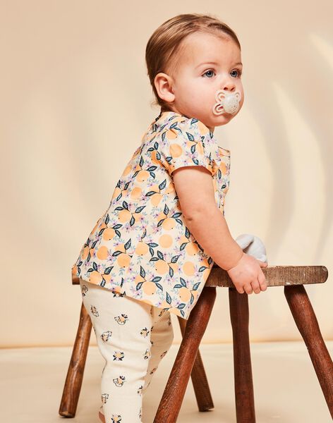 Blouse vanille en satin à fruits FAPENNY / 23E1BFO1CHE114