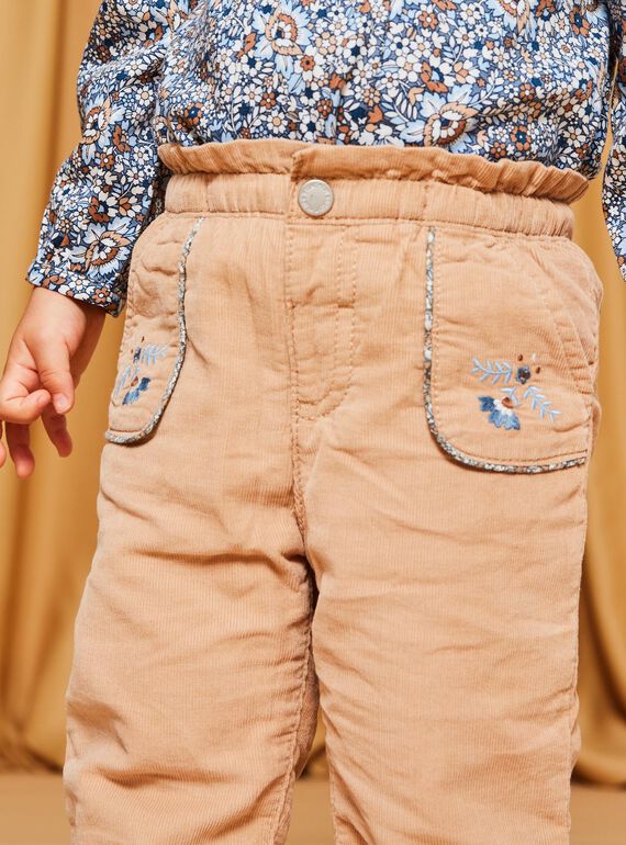 Pantalon beige en velours côtelé DAREGINE / 22H1BFY1PANI820