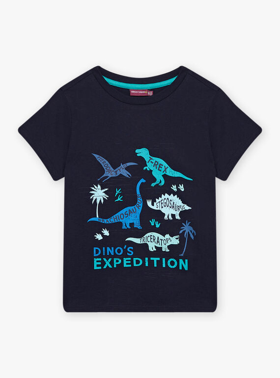 T-shirt bleu marine motif dinosaures enfant garçon CYDOAGE2 / 22E3PGT2TMC070