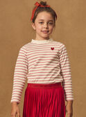 T-shirt blanc à rayures rouge avec col et manches longues Fille NIXUBETTE 2 / 25H2PFH3TML001