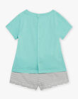 T-shirt et short vert d'eau, bleu marine et blanc en jersey FIZACK / 23E1BGU1ENS213