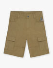 Bermuda cargo kaki clair en popeline craquante FLAPRAGE / 23E3PGO2BER612