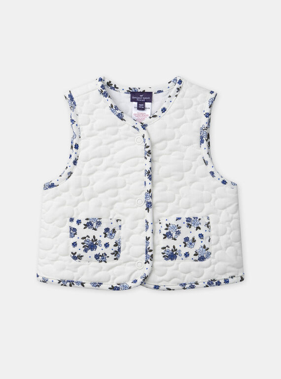 Veste matelassé blanc et imprimé fleuri sans manches Bébé Fille NAJUSTINE / 25H1BFQ1CSM009