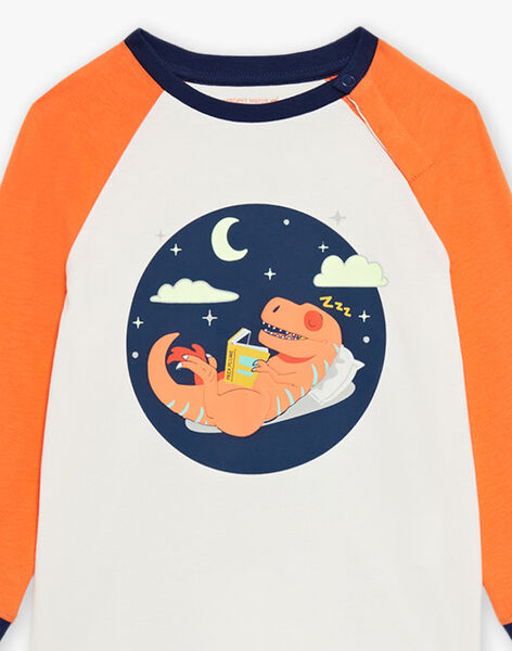 Ensemble pyjama écru avec dinosaures FLODINAGE / 23E5PG26PYJ001