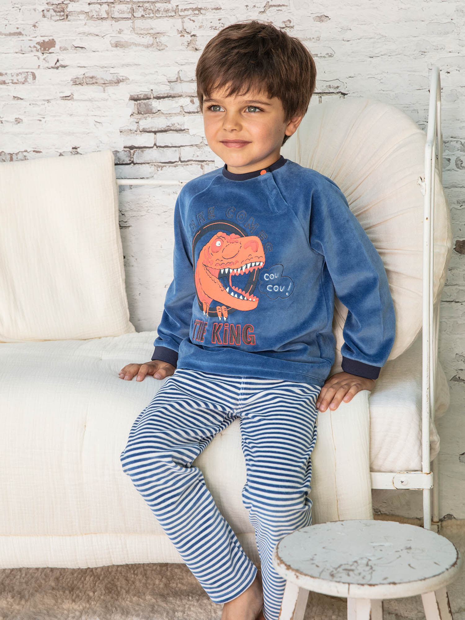 Pyjama bleu motif dinosaure enfant garcon Garcon Sergent Major