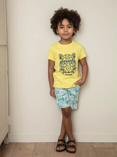 T-shirt manches courtes jaune imprimé tigre enfant garçon ZUZAGE2 / 21E3PGL1TMCB117