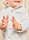Cardigan en molleton beige chiné à capuche et à broderies animaux fantaisie FAORIS / 23E1BGO1CARA011