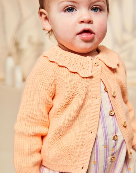 Gilet orange clémentine en tricot à manches longues FAPATRICIA / 23E1BFO1CARE409