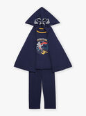 Pyjama deux pièces bleu foncé en coton avec cape tête de loup FLORIAGE2 / 23E5PG41PYT705