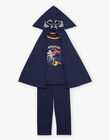 Pyjama deux pièces bleu foncé en coton avec cape tête de loup FLORIAGE2 / 23E5PG41PYT705