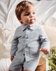 Gilet à rayures bleu azur et blanc FAESCAR / 23E1BGI1GILC218