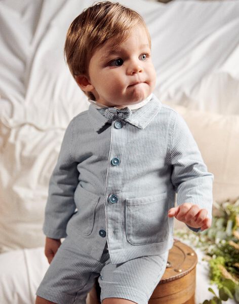 Gilet à rayures bleu azur et blanc FAESCAR / 23E1BGI1GILC218